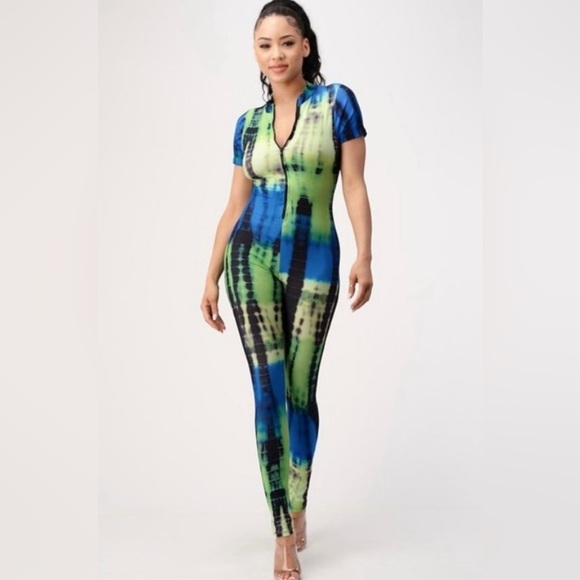 Blue Tye Dye Jumpsuit - Picture 1 of 1